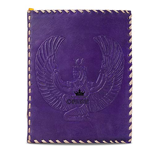 Diario de cuero A5 Diosa Isis hecho a mano Diario de viaje con papel sin forro para escribir y hacer bocetos, regalo para hombres y mujeres, color morado