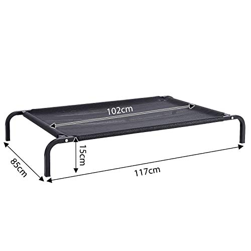 Dibea DB00363, Cama para Perros, Tejido en Textilene, ((XL) 117 x 85 x 15 cm, Negro