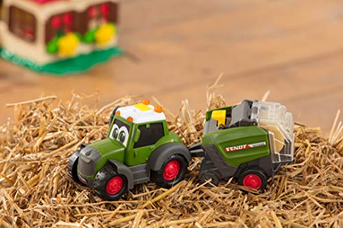 Dickie- Happy Series-Tractor FENDT con EMPACADORA-Luz y Sonido-Diseño ergonómico-30cm-Adecuado a Partir de 1 año (3815001)