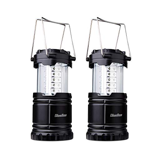 Dieailles -Lote de 2 lámparas Plegables LED, Impermeable, de Dos Piezas, superbrillante, Ideal para campin, Senderismo, Pesca, etc, Color Negro