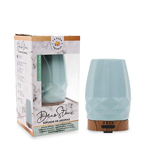 Difusor de aromas Deco Stone, Humidificador Ultrasónico y Difusor de Aromas, Temporizador horario, Cerámico alta resistencia, Función aromaterapia, Ultrasilencioso