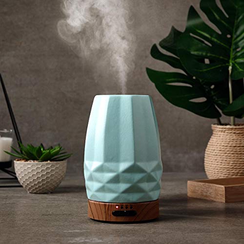 Difusor de aromas Deco Stone, Humidificador Ultrasónico y Difusor de Aromas, Temporizador horario, Cerámico alta resistencia, Función aromaterapia, Ultrasilencioso