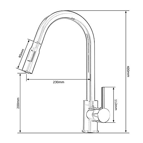 Dightyoho Grifo de Cocina, Grifo con Ducha Extraible Giratorio de 360° 2 Modos de Flujo de Agua para el Fregadero de Cocina Monomando Grifería, de Agua Fría y Caliente Disponibles