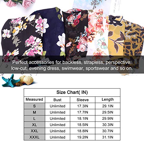 Digitek Direct - Chal de gasa para mujer con estampado floral de gasa, kimono, para cubrir boho de verano, blusa informal de playa, traje de baño Marrón marrón L