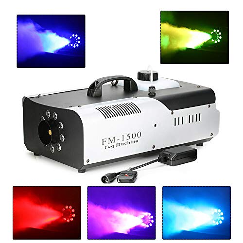 DiLiBee Maquina de humo profesional de efectos de luz con control remoto de 1.5KW Etapa DMX LED RGB 3in1 9x3W RGB