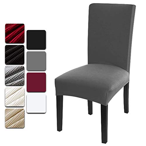 Dioxide Fundas para Sillas Pack de 6 Fundas Sillas Comedor, Fundas Elásticas Chair Covers Lavables Desmontables Cubiertas para Sillas Muy Fácil de Limpiar Duradera (Gris,6)