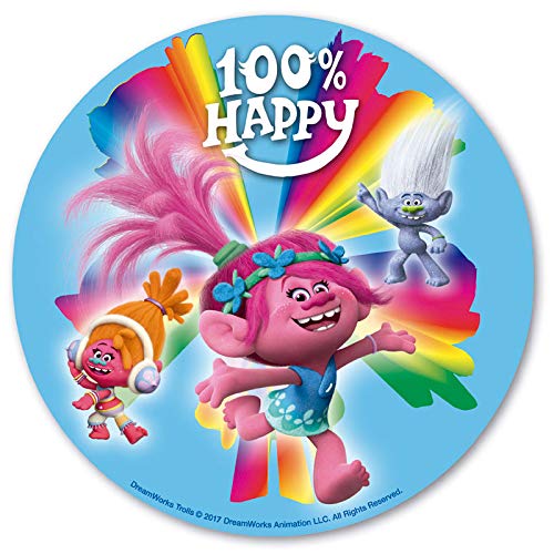 Disco Oblea Trolls Happy para Tartas Infantilles Redondo 20cm