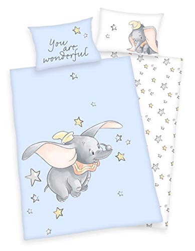 Disney Dumbo - Juego de cama para bebé, mullido azul Ropa de cama. Talla:100 x 135 cm