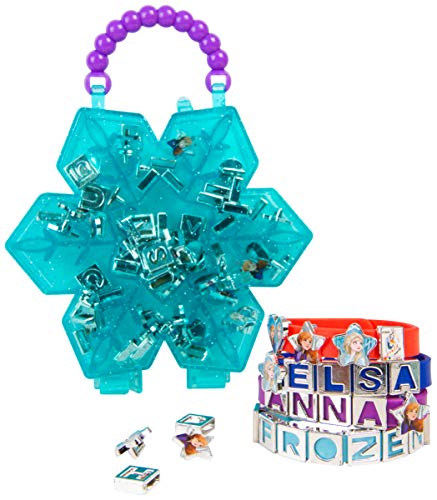 Disney Frozen 2 Juego para Crear Tus Propias Pulseras El Reino del Hielo Anna Elsa, Kit de Manualidades Niña Colgantes de Alfabeto, Incluye Abalorios Hilos para Hacer Pulseras, Regalo para Niñas