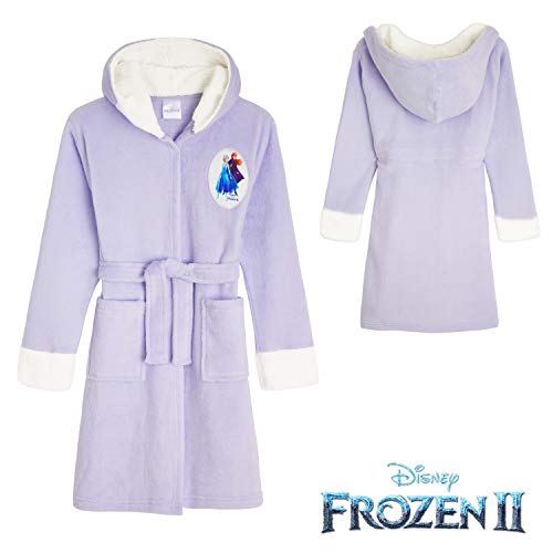 Disney Frozen - Albornoz mullido con capucha para niñas y niños, diseño de Anna y Elsa, para niños de 3 a 14 años