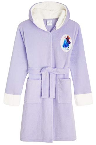 Disney Frozen - Albornoz mullido con capucha para niñas y niños, diseño de Anna y Elsa, para niños de 3 a 14 años