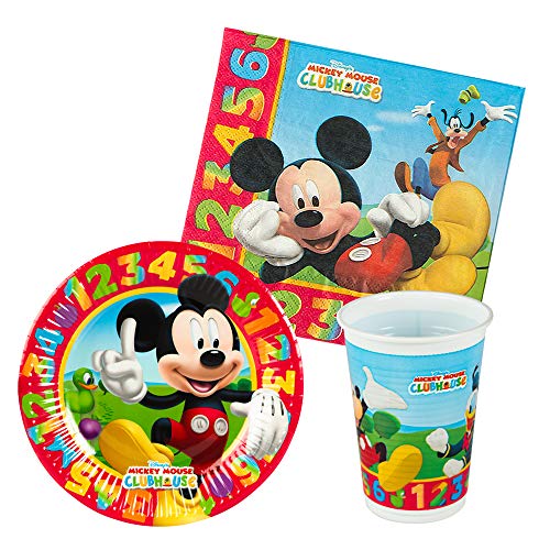 Disney - Pack de fiesta reciclable Mickey: mantel, platos, vasos, servilletas (71917)