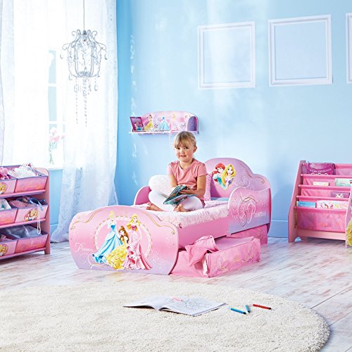 Disney Princesas Infantil con Espacio de Almacenamiento Debajo de la Cama, Madera, Rosa, 63.00x77.00x143.00 cm