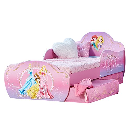 Disney Princesas Infantil con Espacio de Almacenamiento Debajo de la Cama, Madera, Rosa, 63.00x77.00x143.00 cm