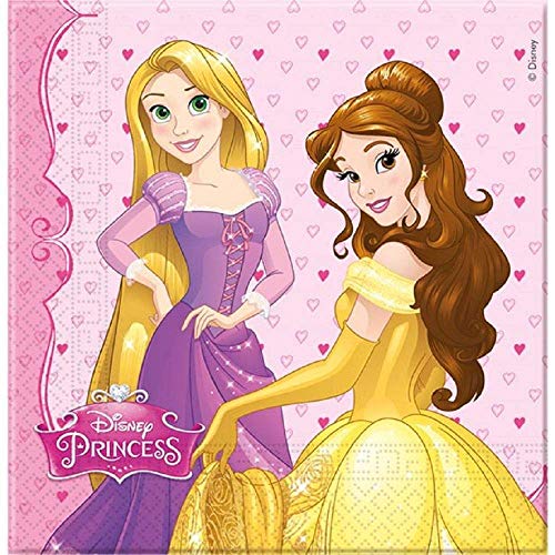 Disney Princess Party Supplies - Juego Completo de vajilla para Fiesta de cumpleaños para niñas 16 Invitados - Disney Princess Plates Copas Servilletas Mantel