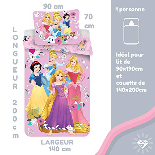 Disney Princess Pink - Dekbedovertrek - Eenpersoons - 140 x 200 cm - Multi