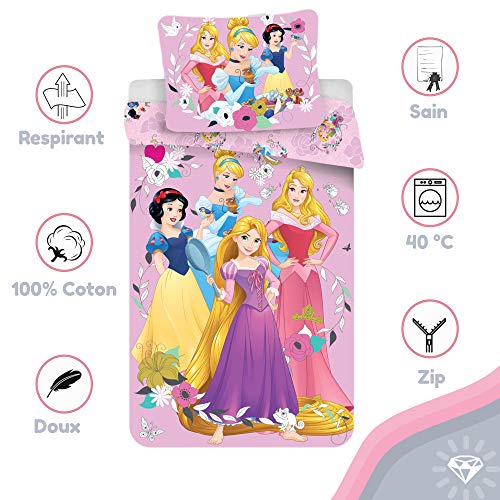 Disney Princess Pink - Dekbedovertrek - Eenpersoons - 140 x 200 cm - Multi