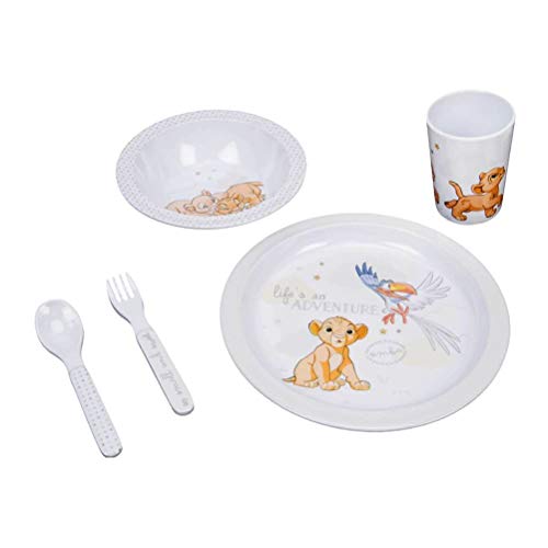 Disney Simba Lion King - Juego de 5 platos de melamina, cubiertos y taza