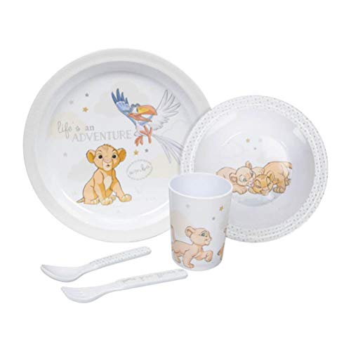 Disney Simba Lion King - Juego de 5 platos de melamina, cubiertos y taza