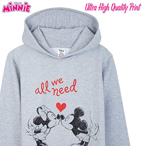 Disney Sudaderas Mujer, Sudaderas Anchas con Personaje Mickey y Minnie Mouse, Vestido Sudadera Mujer con Capucha, Regalos para Mujer y Adolescente Talla S-XL (Gris, S)