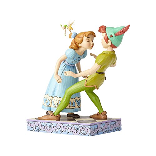 Disney Un Beso Inesperado Figurina de Peter Pan y Wendy, Resina, Multicolor, 12.7 x 8.9 x 19.3 cm