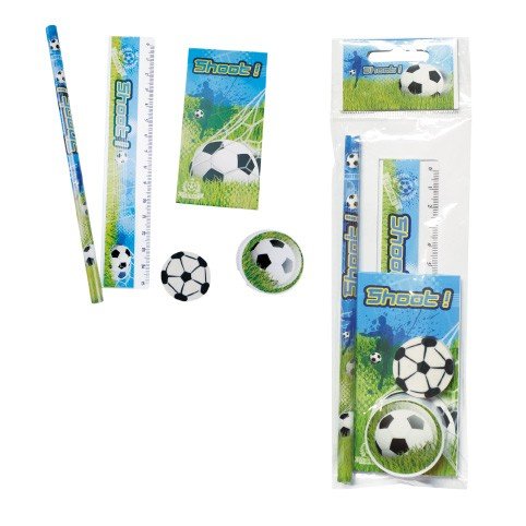 DISOK - Set 5 Pcs Papelería Fútbol De Regalo - Detalles, Regalos y Recuerdos para niños fútbol, para Comuniones, Cumpleaños, Graduaciones. Detalles Originales Infantiles niños