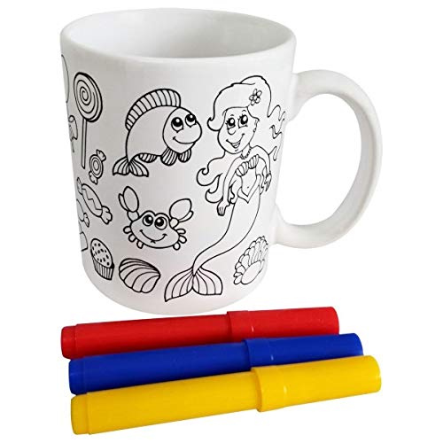 DISOK - Taza para Colorear en Cajita de Regalo - Regalos Infantiles Fiestas, Cole, Cumpleaños, Comuniones