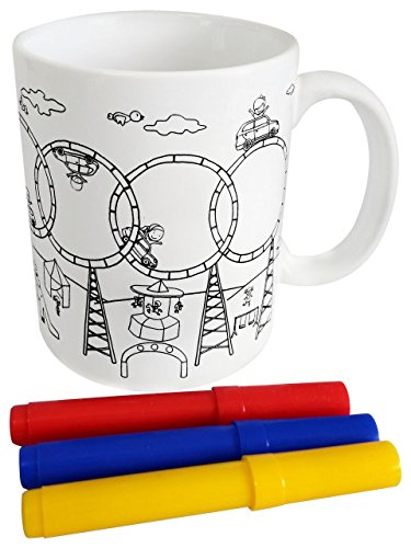 DISOK - Taza para Colorear en Cajita de Regalo - Regalos Infantiles Fiestas, Cole, Cumpleaños, Comuniones