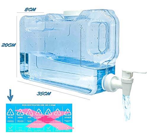 dispensador de agua fría para Nevera. Garrafa con Capacidad 4,2 litros. Botella de plástico PETG Reutilizable con Grifo de fácil Uso. Fuente para Agua, Bebidas, cócteles Playas, Camping, oficinas.