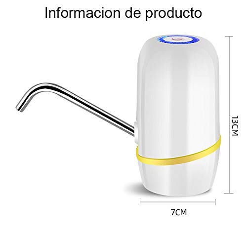 Dispensador de Agua para garrafas, Dosificador de Agua garrafa, Grifos para Botellas de Agua Mineral, Dispensadores de Agua para bidones, Bomba eléctrica para Sacar Agua (Blanco-Amarillo)