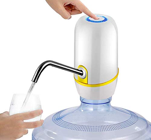 Dispensador de Agua para garrafas, Dosificador de Agua garrafa, Grifos para Botellas de Agua Mineral, Dispensadores de Agua para bidones, Bomba eléctrica para Sacar Agua (Blanco-Amarillo)