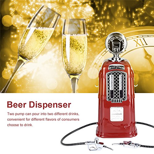 Dispensador de Cerveza con Dos Bombas, 1000 c c Dispensador de Vino dispensador de Licor Bar Accesorios utilizados en Bares, hoteles, Casas de té, KTV, Familia(Rojo)