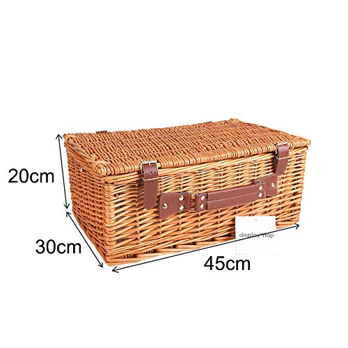 Display4top Cesta de Picnic de Mimbre Tradicional para 4 Personas Deluxe Cesto de Mimbre - Juego Premium con Platos, Copas de Vino, Cubiertos y servilletas (Rosa)