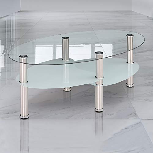 DISTRIGAL, S.L. HomeSouth – Mesa de Centro Fija, Mesa de Cristal, mesita de Comedor de Vidrio, Modelo Senna, Medidas: 110 x 60 x 45 cm de Alto