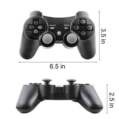 Diswoe Mando Inalámbrico PS3, Bluetooth PS3 Gamepad Controller Doble vibración Sixaxis Mando a Distancia Joystick para Playstation 3 con Cable de Carga USB