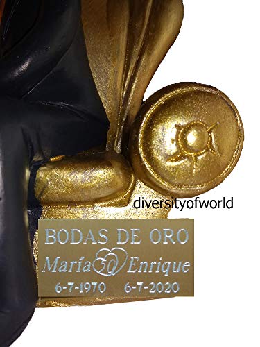 diversityofworld Figura Bodas de Oro con Placa GRABADA con el Texto Que Indiques y Dibujo Corazón (Opcional)