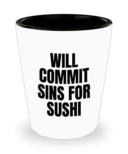 Divertido vaso de chupito de sushi regalo para persona que ama sushi sushi amante idea de regalo cometer pecados para sushi