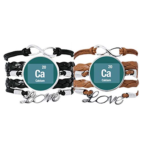 DIYthinker Ca Calcio Elemento Químico Ciencia Pulsera de Mano Correa de Cuero Pulsera Doble Set Regalo