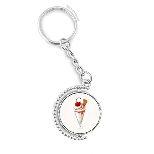 DIYthinker Cereza cónica de la Taza Dulce Helado rotativo Titular de la Clave Anillo de la Cadena