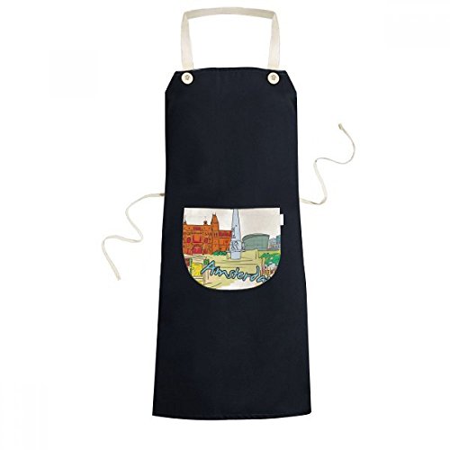 DIYthinker Holanda Canal Armsterdam Van Gogh Museum Acuarela de cocción de la Cocina Bib Delantal con Bolsillo para los Regalos de Las Mujeres de los Hombres del Cocinero