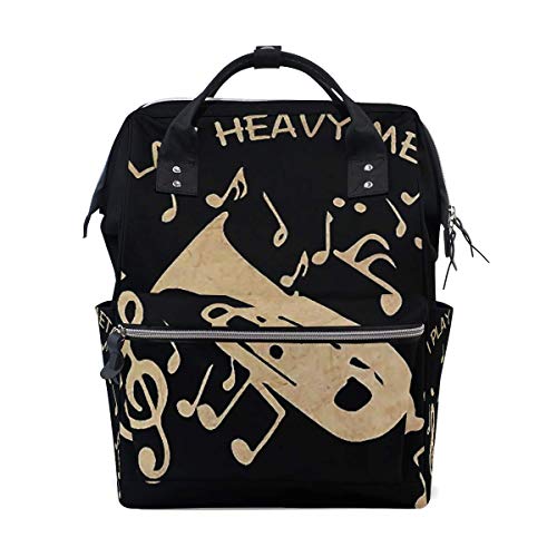 DJNGN I Play Heavy Metal Tuba Music Mochila para pañales, Mochila de viaje MutiFunction de gran capacidad Mochilas para pañales Mochila de viaje para mamá para el cuidado del bebé