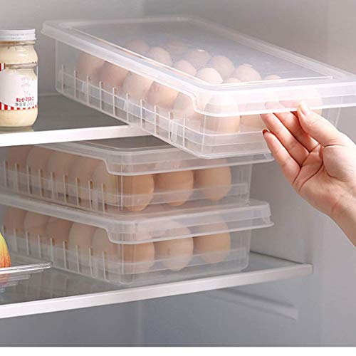 DJYD Caja de conservación para refrigerador, contenedor de almacenamiento de producción, con tapa puede contener 18 huevos de plástico contenedores de almacenamiento con tapas FDWFN