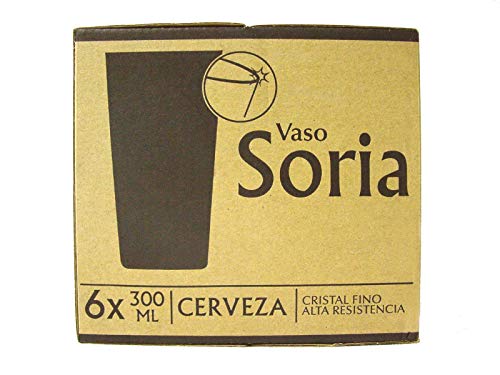 Dkristal Lote 6 Vasos Cristal Transparente CONICO Cerveza Soria 300ML