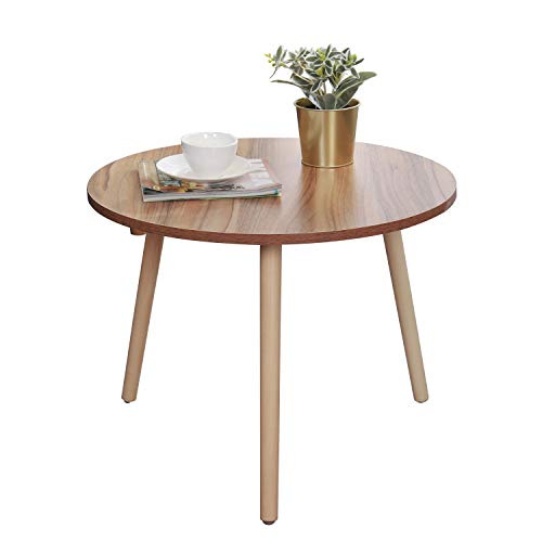 DlandHome Mesita de Café Redonda Mesa de Estilo Simple Mesa para la Sala de Estar, Roble