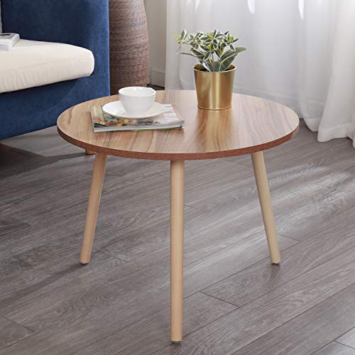 DlandHome Mesita de Café Redonda Mesa de Estilo Simple Mesa para la Sala de Estar, Roble