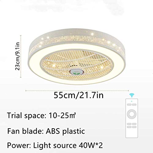 DLGGO Las habitaciones simples modernos Ventilador de techo Luz Ventilador de techo con iluminación LED y la tranquilidad de control remoto Ventilador Ventilador de techo invisible de las luces de los