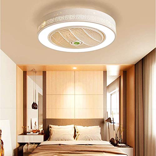 DLGGO Las habitaciones simples modernos Ventilador de techo Luz Ventilador de techo con iluminación LED y la tranquilidad de control remoto Ventilador Ventilador de techo invisible de las luces de los