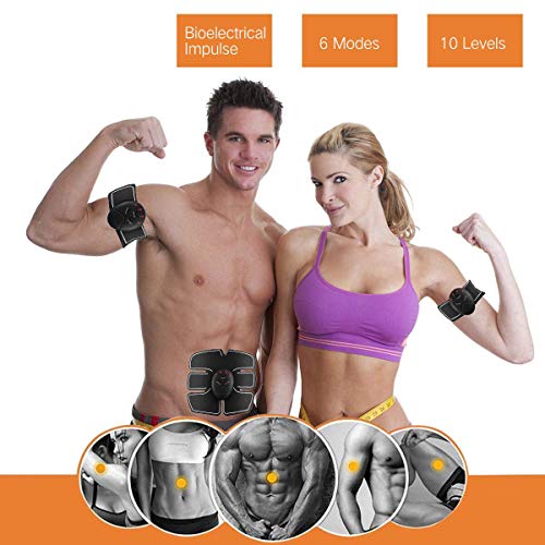 DMGF Entrenador Muscular para Hombres, Mujer, tonificador Muscular Abdominal ABS Fitness EMS, estimulador Muscular, para la Pierna del Brazo de la Cintura en la Oficina del Gimnasio,Charging