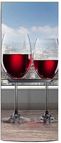 Dmygo Frigorífico Etiqueta armario cubierta de bricolaje roja romántica de la copa de vino Vinilo removible etiqueta a prueba de agua for el refrigerador Cubiertas de la etiqueta 3D, 60x180cm (23.6''X