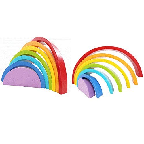 DMZK Rompecabezas Arco Iris de Madera, Juguetes educativos Puzzle Arcoiris 7 Color para Niños